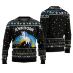 Hilarious Jewnicorn Ugly Hanukkah Sweater Blac
