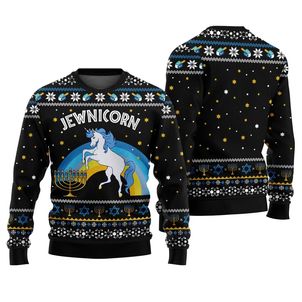 hilarious jewnicorn ugly hanukkah sweater black perfect winter merch.webp hilarious jewnicorn ugly hanukkah sweater black perfect winter merch.webp