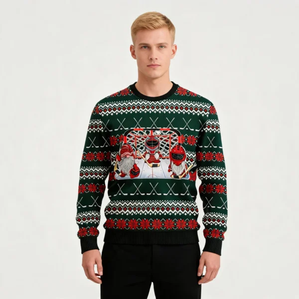 Hockey Gnomies Ugly Christmas Sweater Sport Th