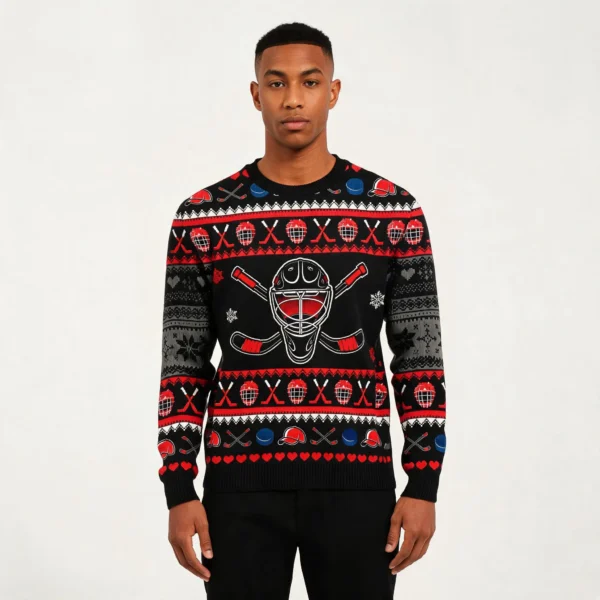 Hockey Puck Christmas Ugly Christmas Sweater W