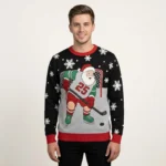 Hockey Santa Ugly Christmas Sweater Xmas Theme
