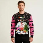 Home For The Holidays Flamingo Ugly Christmas