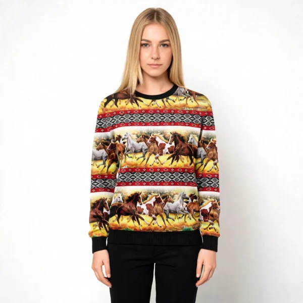 Horse Native American Pattern Ugly Christmas S