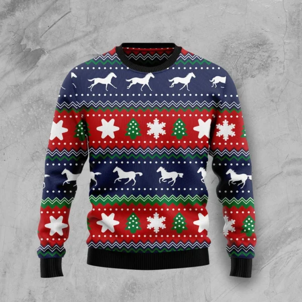 horse running ugly christmas sweater animal themed horse lovers.webp
