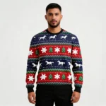 Horse Running Ugly Christmas Sweater Animal Th