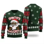 Humorous African American Santa Ugly Sweater Merry Christmas