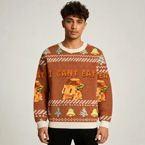 I Can’t Eat Funny Christmas Ugly Sweater Christmas Apparel Xmas Gift worn by a model