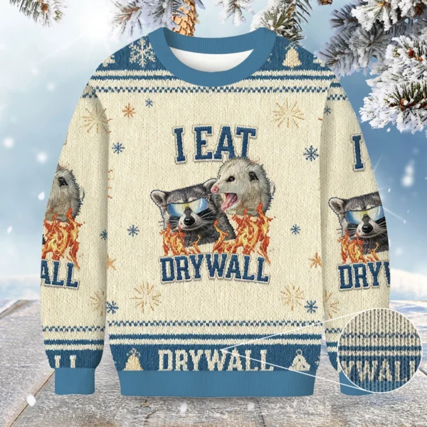 i eat drywall christmas ugly sweater animal themed christmas gift.webp