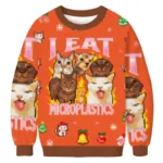 I Eat Microplastics Funny Cat Meme Christmas Ugly Sweater Xmas Wear
