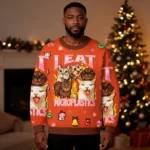 I Eat Microplastics Funny Cat Meme Christmas Ugly Sweater Xmas Wear