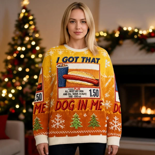 I Got That Dog In Me Christmas Ugly Sweater Christmas Day Outfit Xmas worn by a model