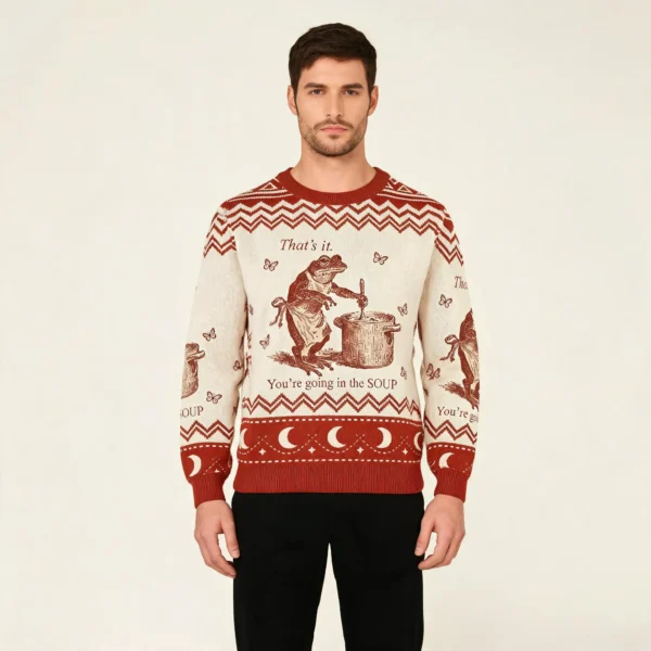 I Have Rabies Bat Pattern Ugly Christmas Sweat