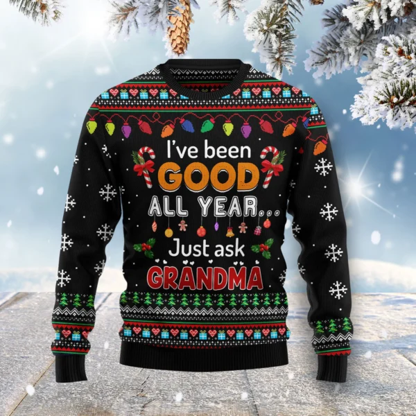 i ve been good all year just ask grandma ugly christmas sweater warm.webp
