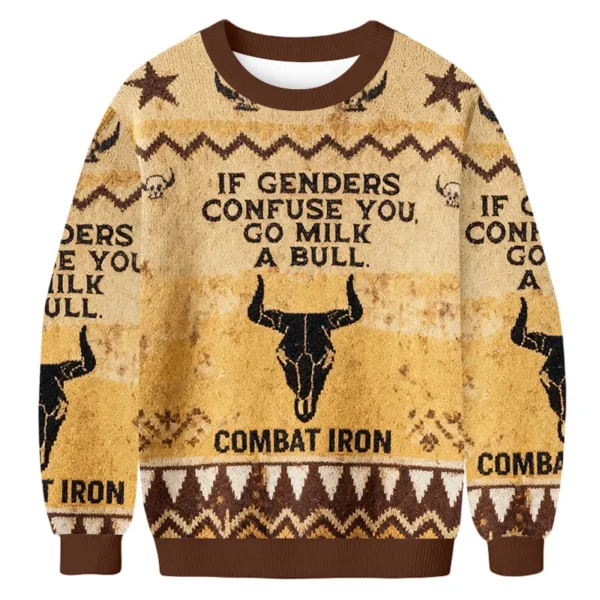 if genders confuse you go milk a bull ugly sweater funny clothing.webp