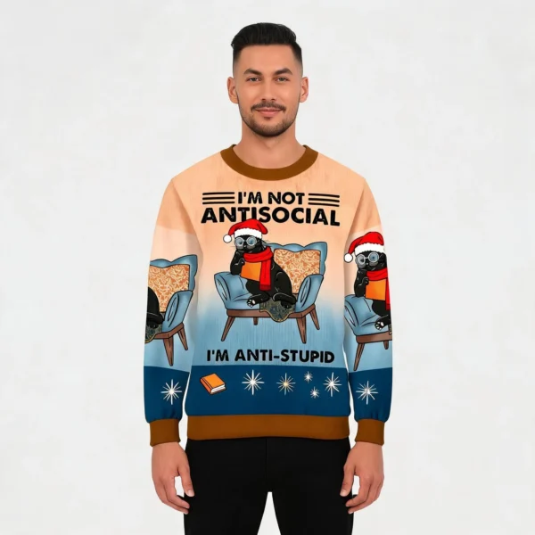 I’m Not Antisocial Meme Ugly Sweater Holiday C