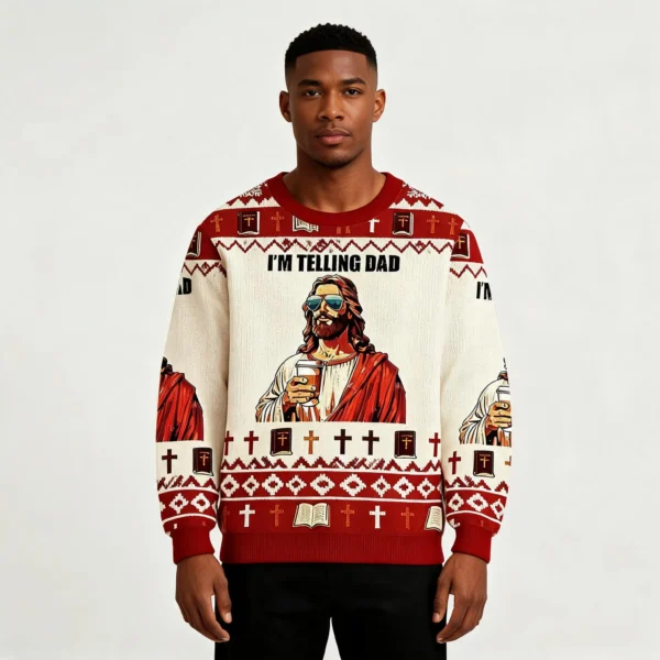 I’m Telling Dad Ugly Sweater Christian Themed