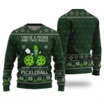 Inappropriate Pickleball Ugly Christmas Sweate