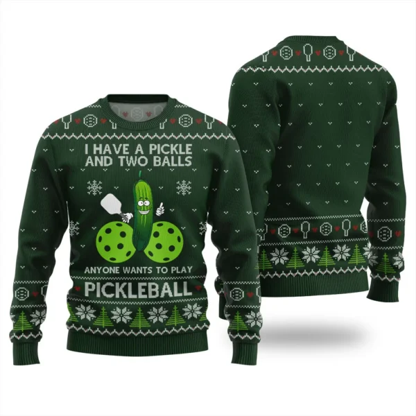 inappropriate pickleball ugly christmas sweater holiday gift merch.webp