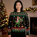 Jesus Christmas Ugly Christmas Sweater Dinosaur Design Cold Weather