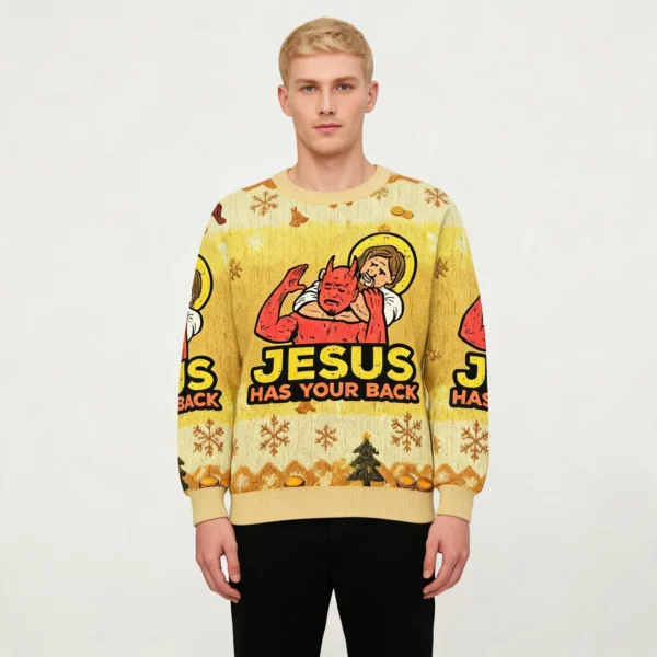 Jesus Has Your Back Christmas Ugly Sweater Hol