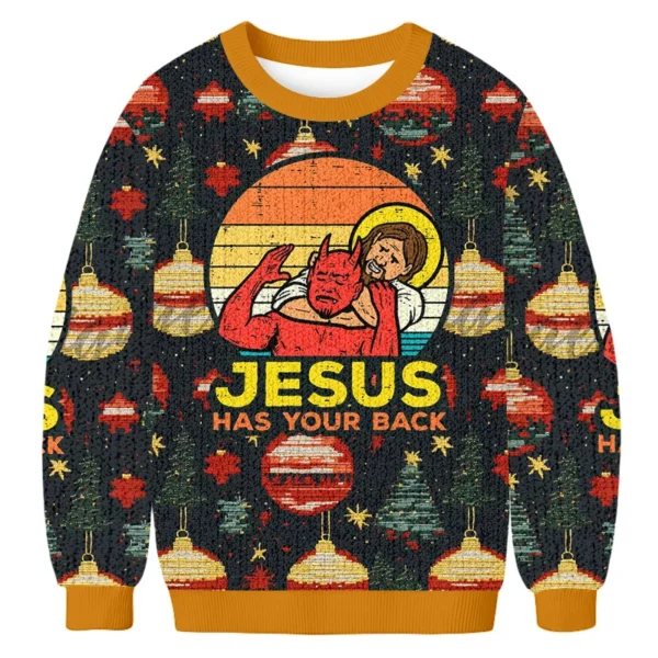 jesus has your back christmas ugly sweater holiday apparel gift ideas.webp