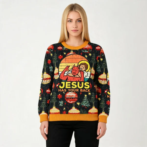 Jesus Has Your Back Christmas Ugly Sweater Hol