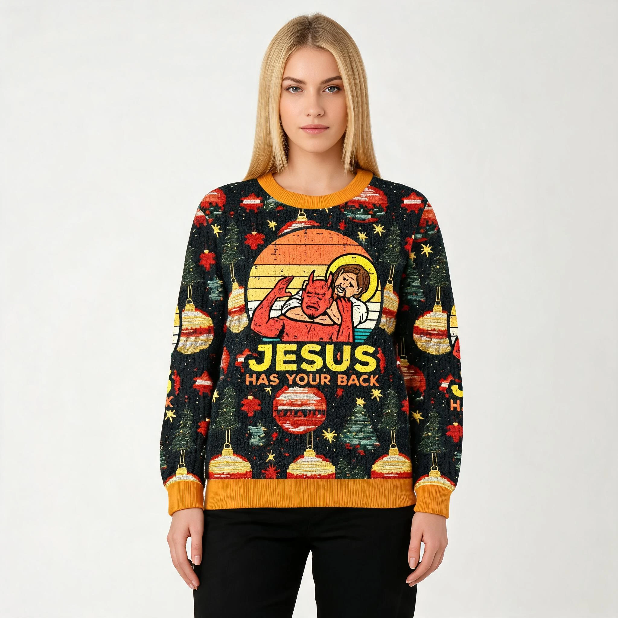 Jesus Has Your Back Christmas Ugly Sweater Hol Jesus Has Your Back Christmas Ugly Sweater Hol