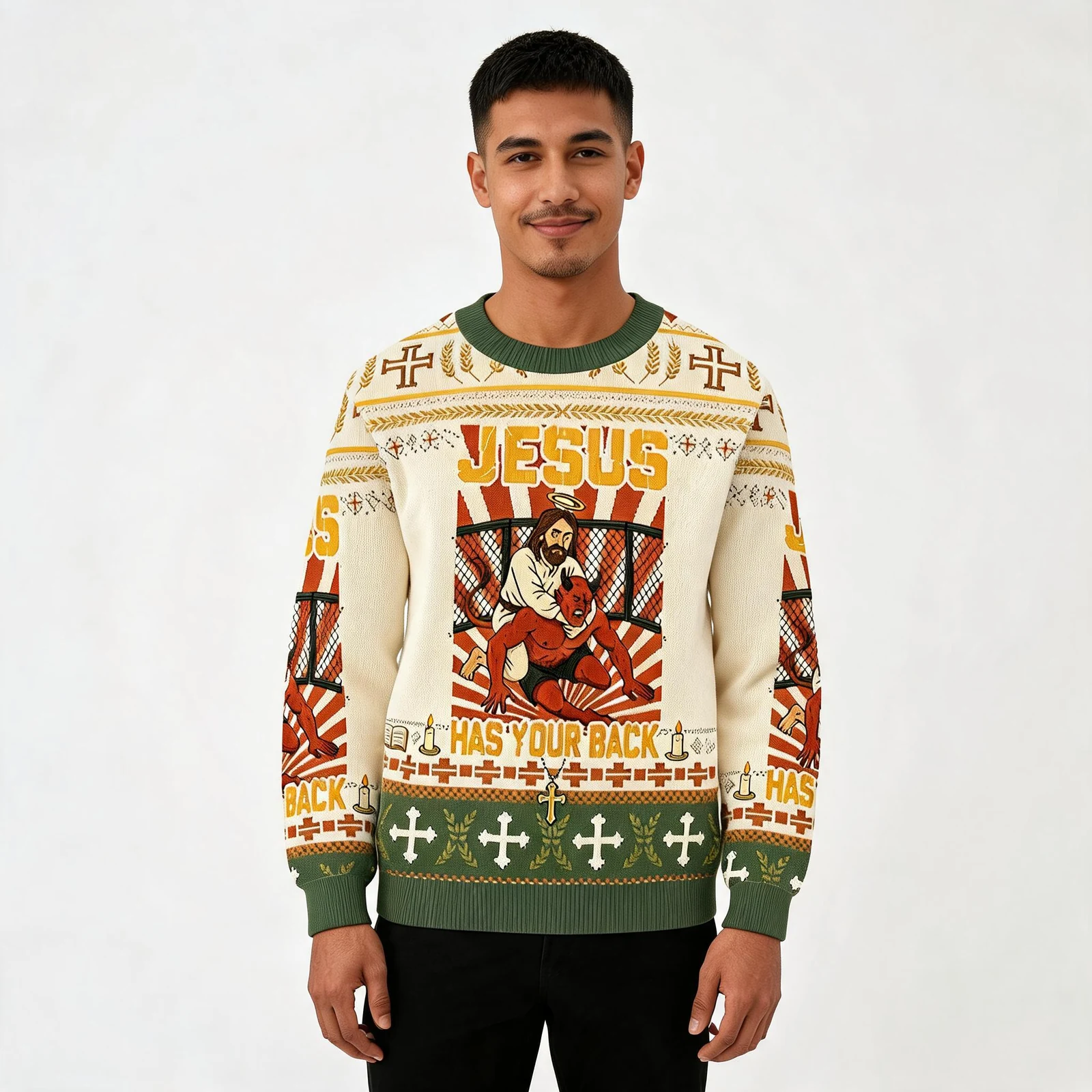 Jesus Has Your Back Ugly Sweater Jesus Apparel Jesus Has Your Back Ugly Sweater Jesus Apparel