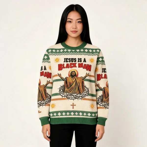 Jesus Is A Black Man Ugly Sweater Holy Cross C