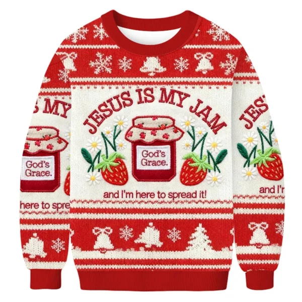 jesus is my jam and i m here to spread it christmas ugly sweater.webp