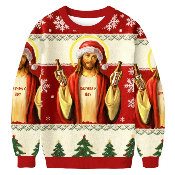 jesus wearing a santa hat and ipa christmas ugly sweater xmas.webp