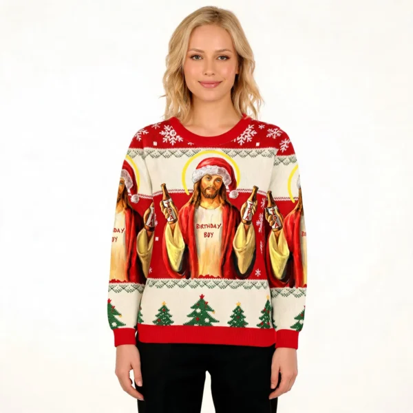 Jesus Wearing A Santa Hat And Ipa Christmas Ug