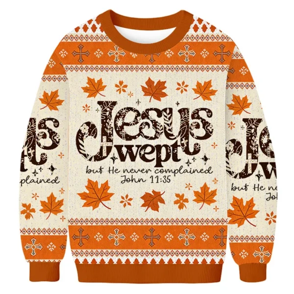 jesus wept ugly sweater atumn vibe christian clothing religious gift.webp