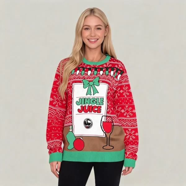 Jingle Juice Beverage Sweater Funny Xmas Jumper Good Christmas Gift worn by a model