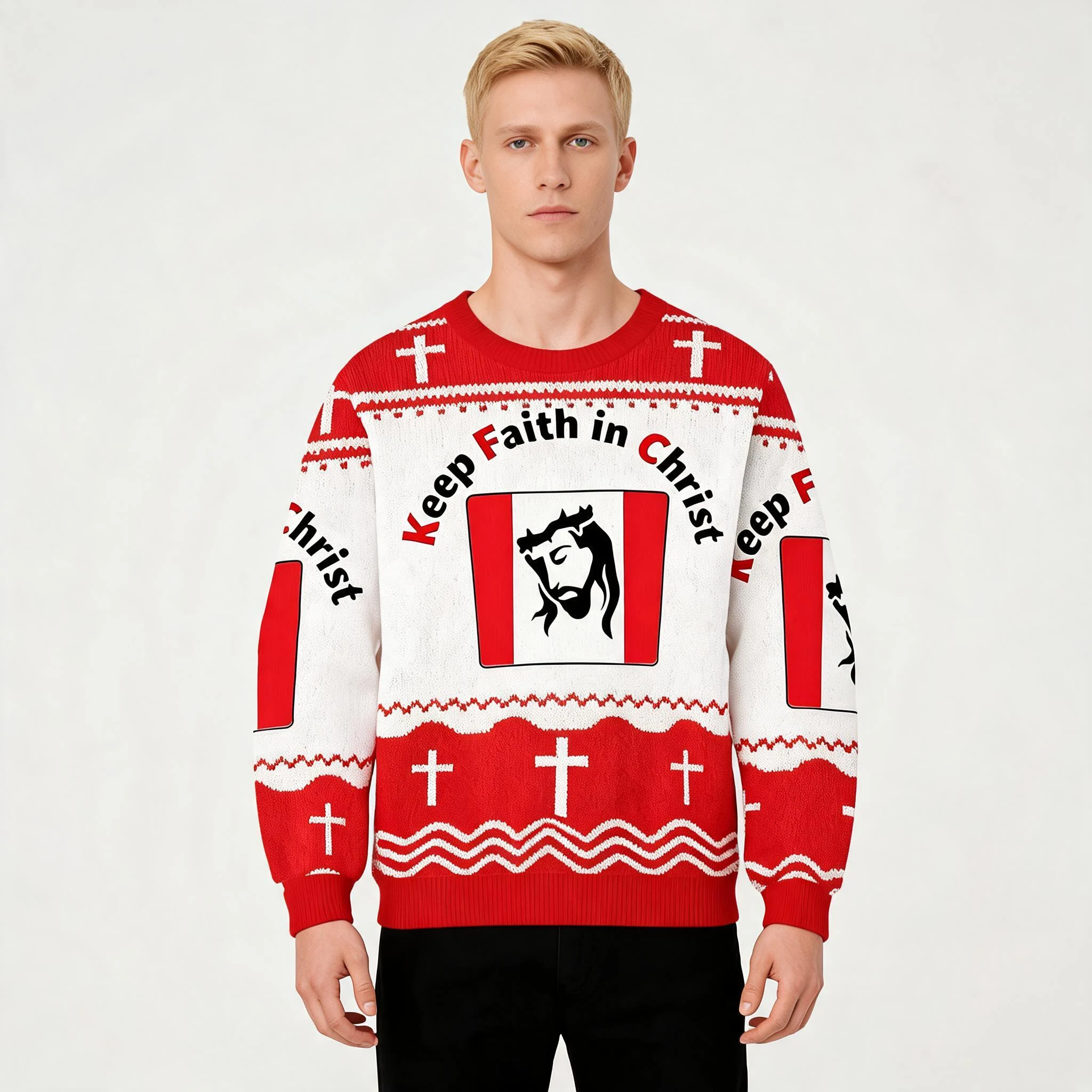 Keep Faith In Christ Ugly Sweater Jesus Appare Keep Faith In Christ Ugly Sweater Jesus Appare