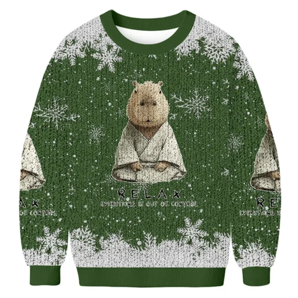 kung fu capybara fun christmas ugly sweater funny xmas sweater.webp