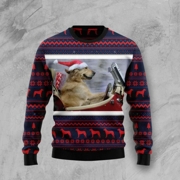 labrador retriever ride ugly christmas sweater funniest ugly.webp
