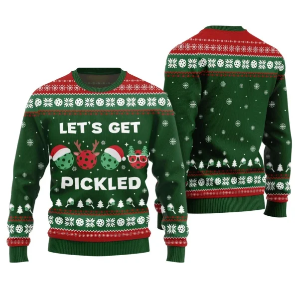 lets get pickled funny pickleball ugly christmas sweater cute.webp