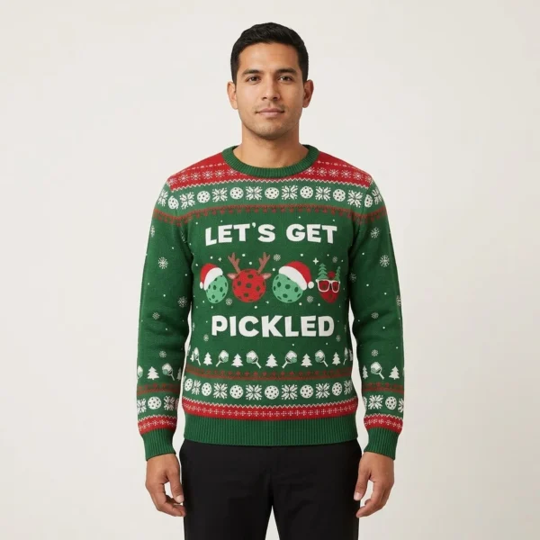 Lets Get Pickled Funny Pickleball Ugly Christm