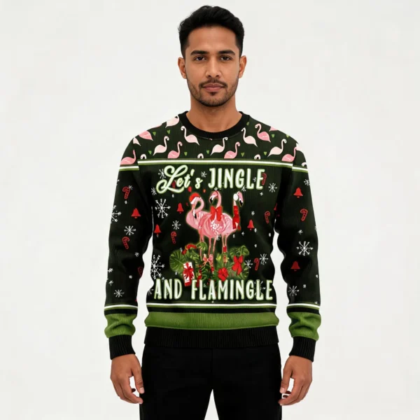 Let’s Jingle And Flamingle Ugly Christmas Swea