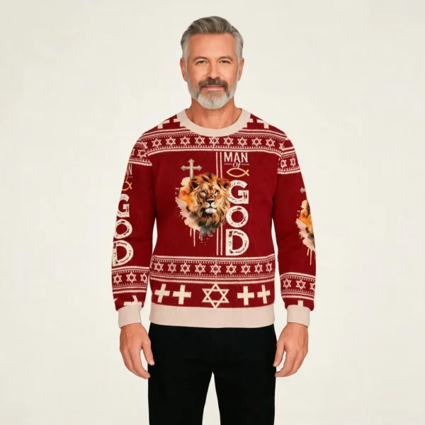 Lion Man Of God Ugly Sweater Animal Themed Hol