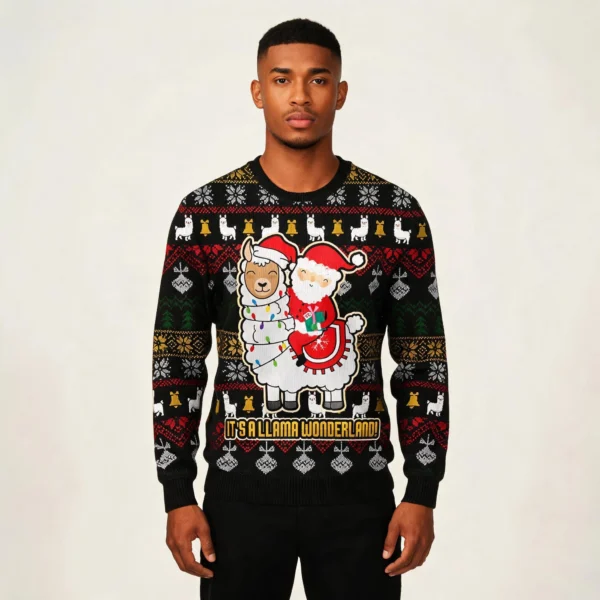 Llama And Santa Ugly Christmas Sweater Cute Ch