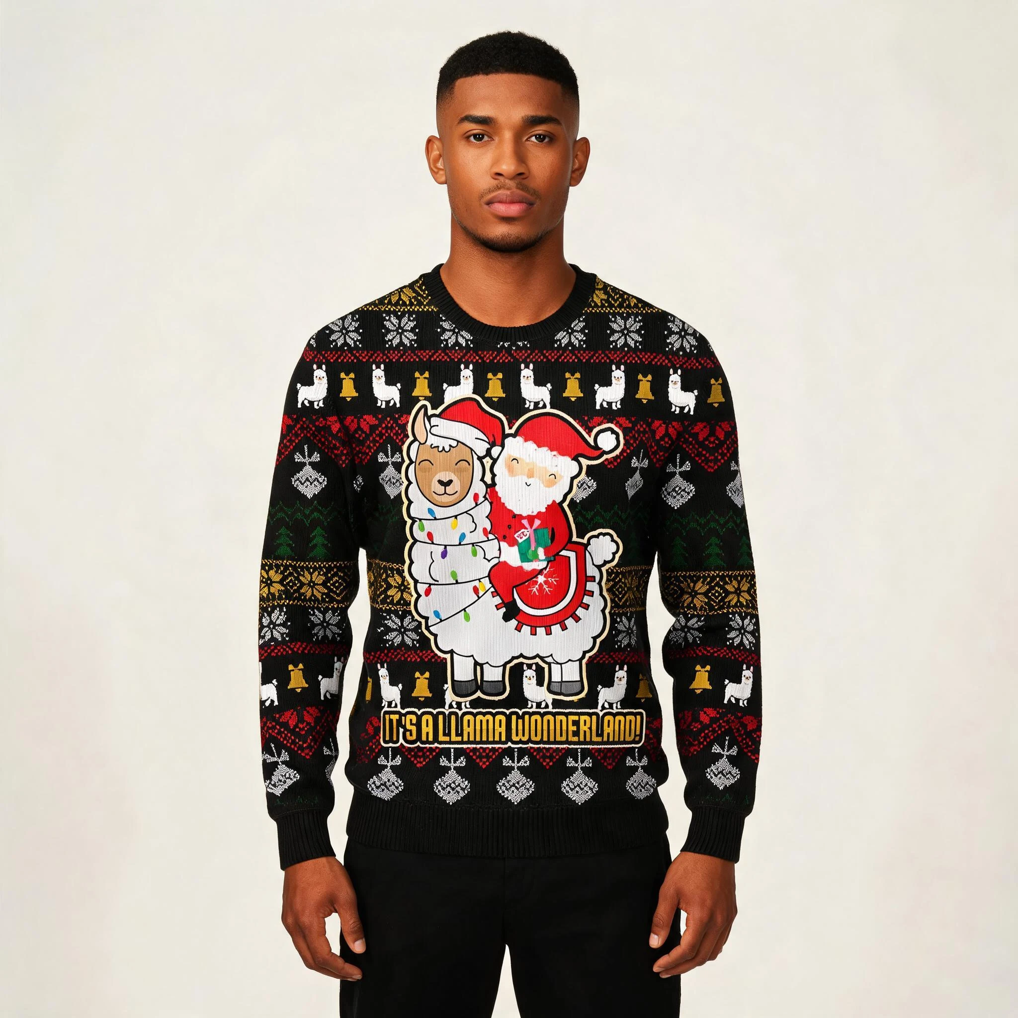 Llama And Santa Ugly Christmas Sweater Cute Ch Llama And Santa Ugly Christmas Sweater Cute Ch