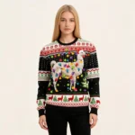 Llama Wears Hat Ugly Christmas Sweater Animal