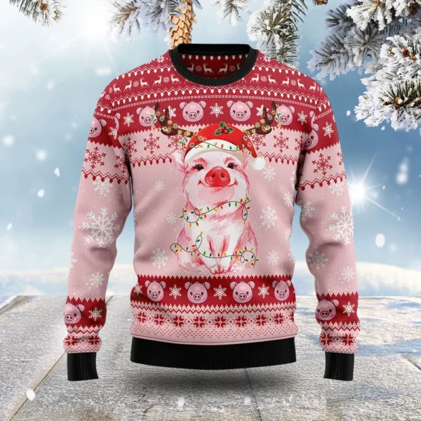 lovely pig ugly christmas sweater animal clothing christmas giftpig.webp