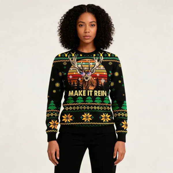 Make It Rein Ugly Christmas Sweater Animal The