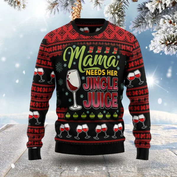 mama needs her jingle juice ugly xmas sweaters cool xmas clothing.webp