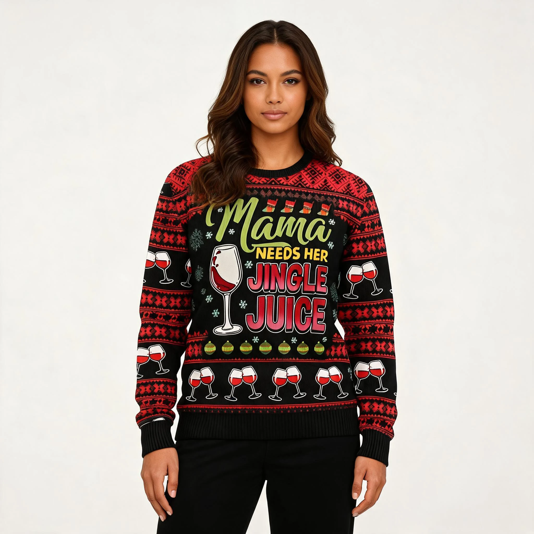 Mama Needs Her Jingle Juice Ugly Xmas Sweaters Mama Needs Her Jingle Juice Ugly Xmas Sweaters
