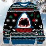 Man Eating Shark Christmas Ugly Sweater Funny