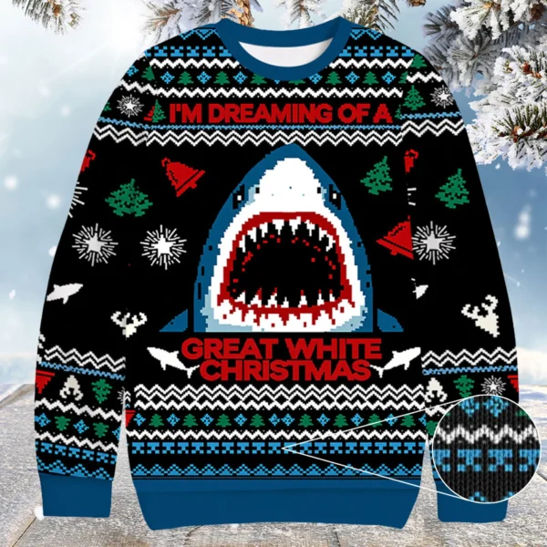 man eating shark christmas ugly sweater funny secret santa gifts.webp